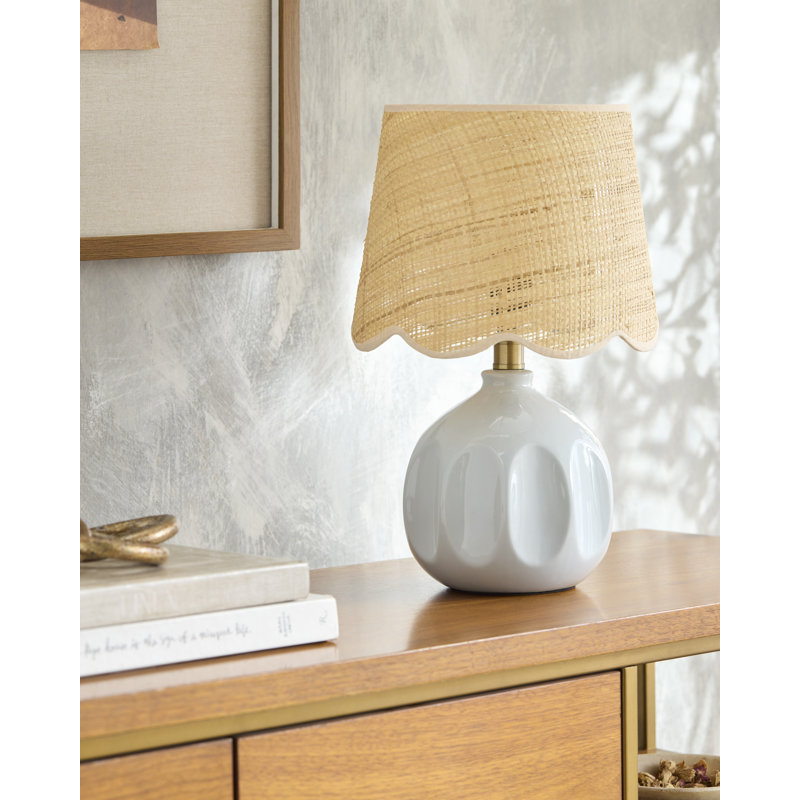 Amecia Table Lamp, Beige, Jute, Aqua
