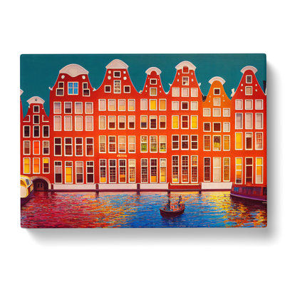Modern Amsterdam Canal - Wrapped Canvas Print