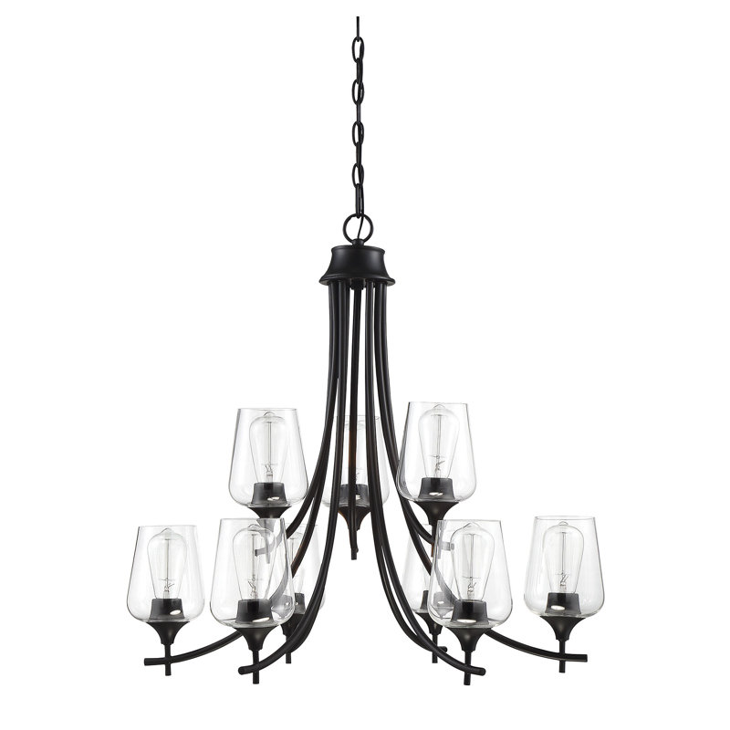 Lustre à 9 lumières Emele Breena, Noir