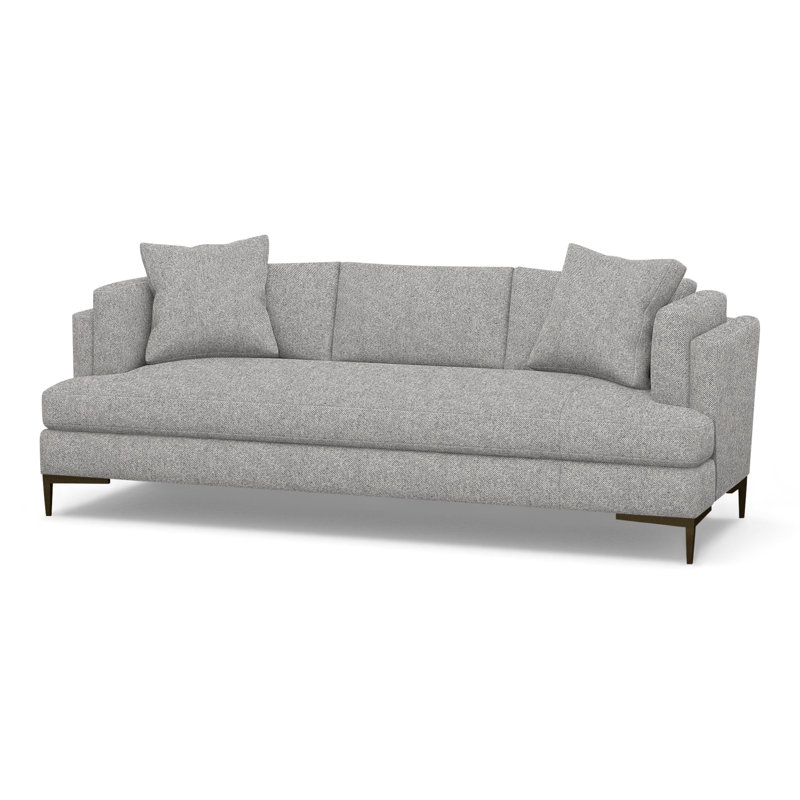 Aiden Upholstered 90.5'' Sofa, Antique Bronze, Perigold Aspen Flannel Light Gray