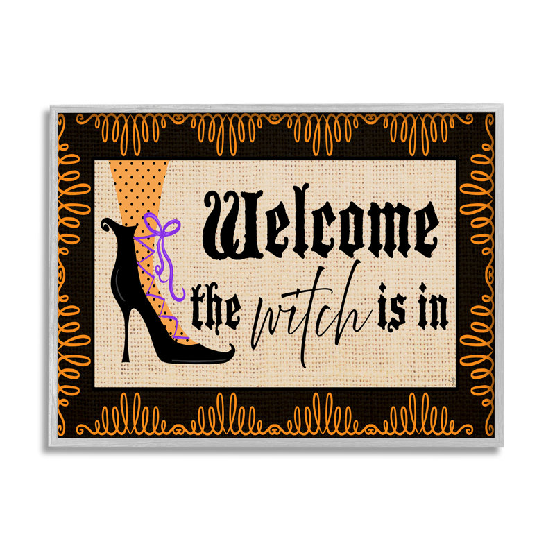 «The Witch Is in Sign Spooky Halloween Welcome» par Andi Metz - impression, H 16 po x l 20 po, Estampe numérique Farmhouse