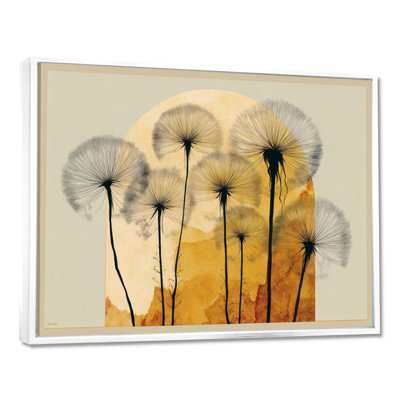 «Springtime Dandelion Sunset», impression sur toile encadrée de pissenlit, art mural floral noir