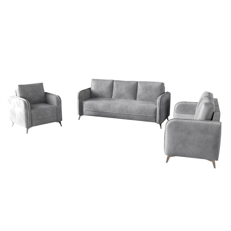 Ensemble de salon moderne 3 pièces, Gris argenté