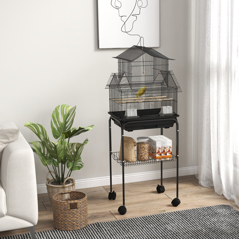 Cage à oiseaux 48 ", cage à perroquet pour pinsons, canaris, perruches, noir