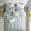 Housse de couette double / grand, coton avec rayures brodées et tissu lavable de couleur naturelle