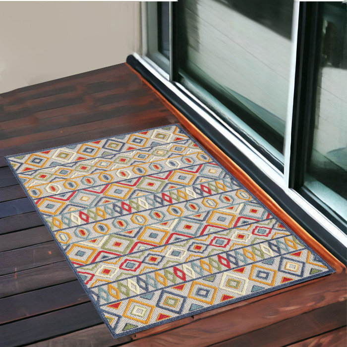 Tapis intérieur multicolore à motif aztèque, Rectangle 3 pi x 5 pi