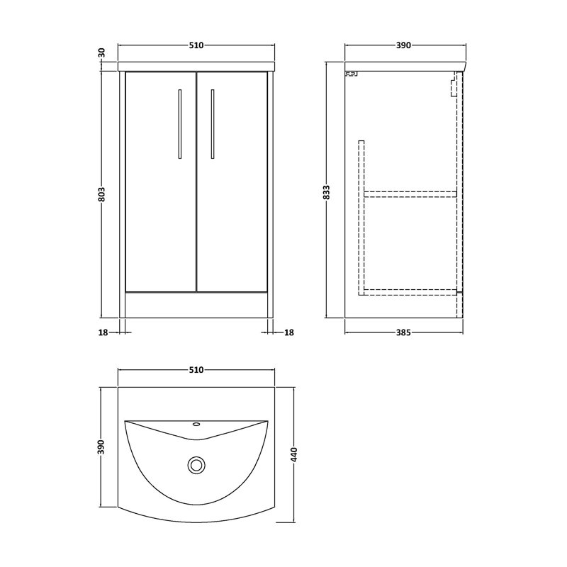 Juno 500 mm Freestanding Single Vanity with Integrated Basin, Autumn Oak
