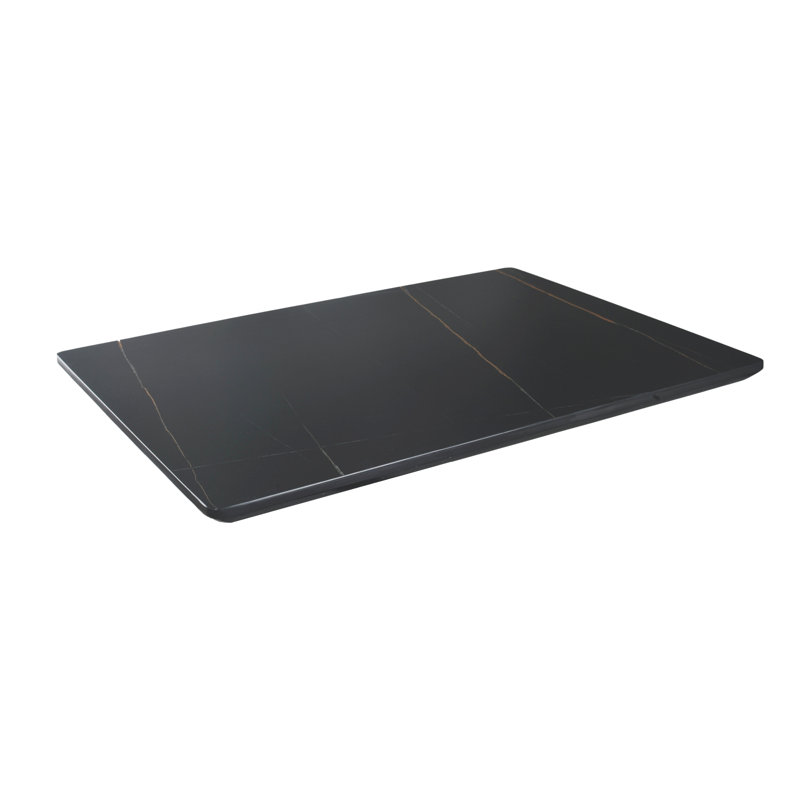 Plateau de table en pierre frittée or noir Laurent, Noir et or, H 1,06 po x l 30 po x P 24 po