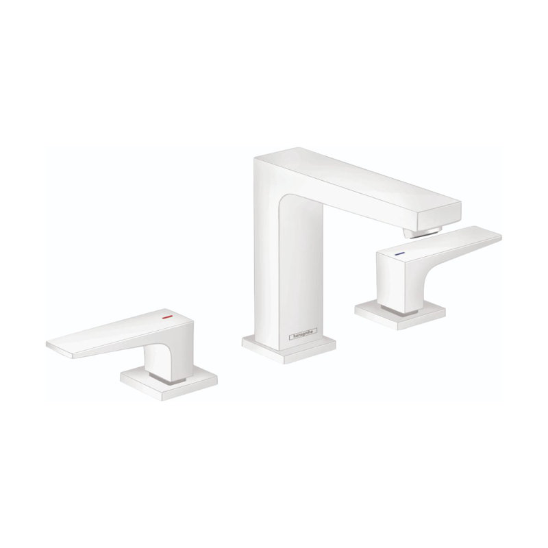 Hansgrohe Metropol Widespread Faucet 110 with Lever Handles and Drain Assembly, 1.2 GPM, Matte White