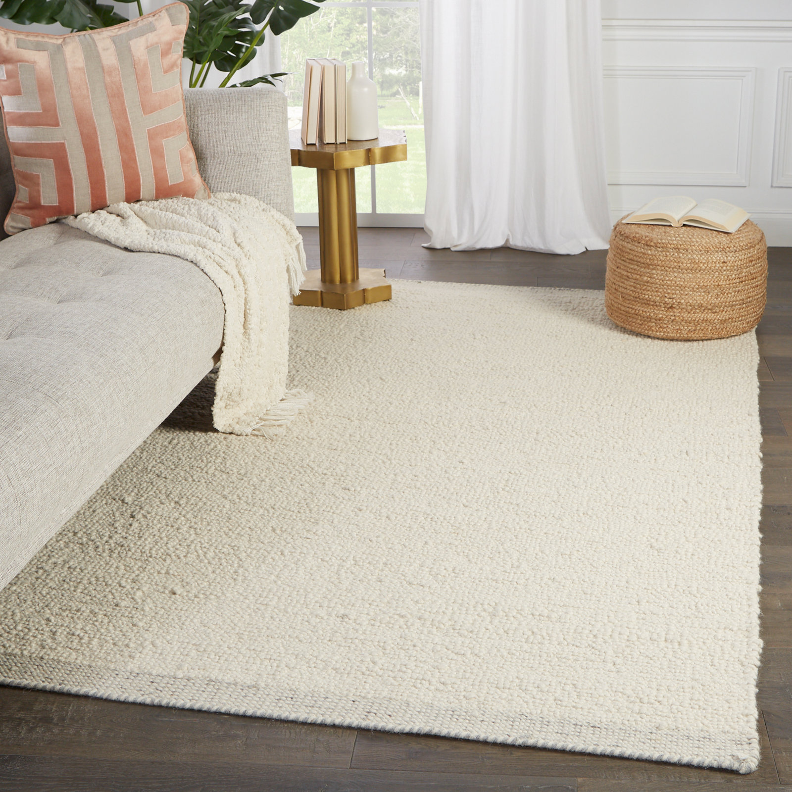 Ada Cream Hand-Woven Wool Rug, Rectangle 10' x 14'