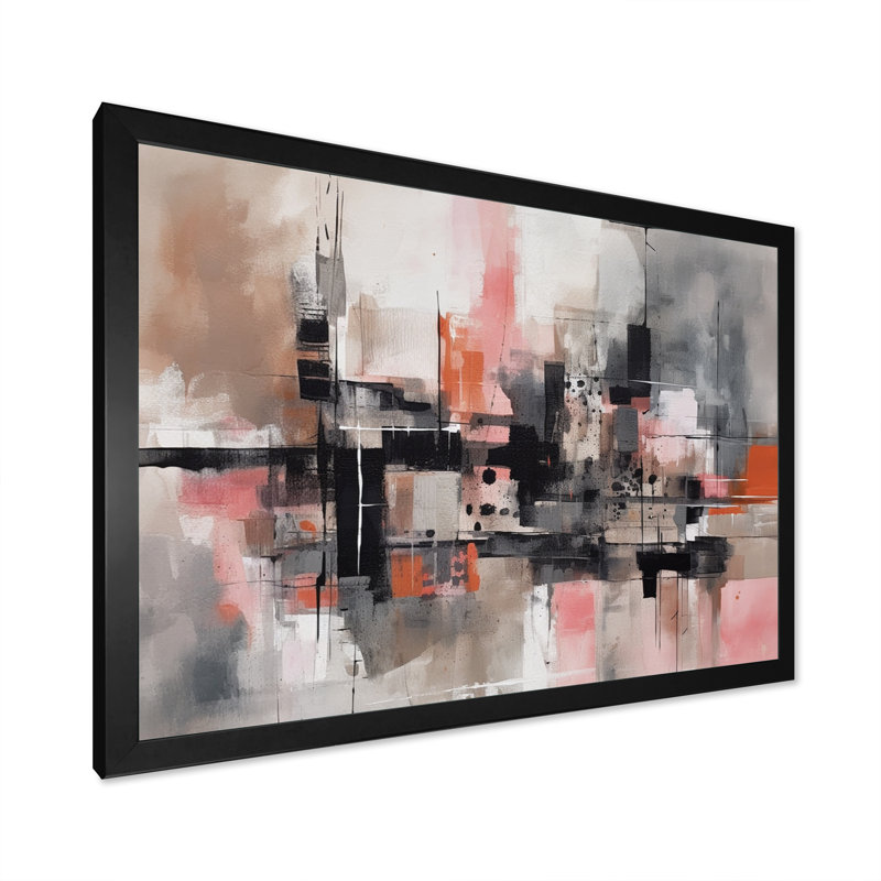 «Pink Black Minimalims Fludity II», reproduction sur toile, Cadre photo noir, H 12 po x l 20 po x P 1 po