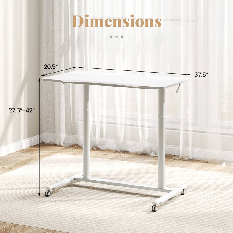Bureau debout à hauteur ajustable Jamelia, Blanc et blanc
