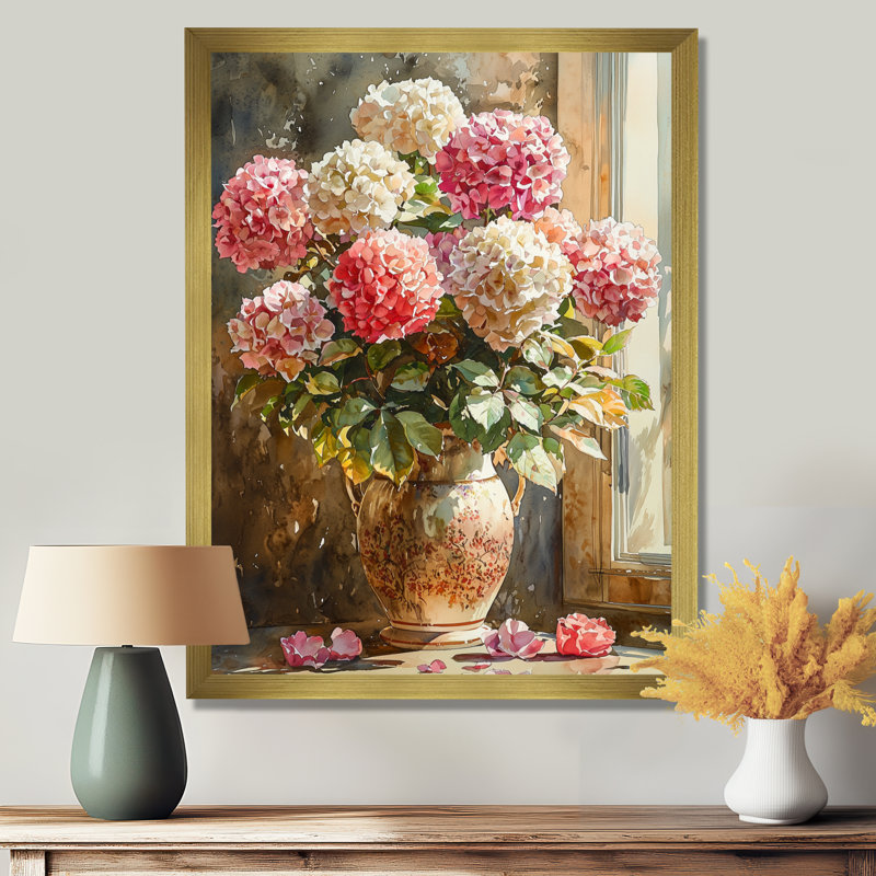 Cunningham - salon d'art mural floral, H 32 po x l 16 po, Reproduction encadrée d'une seule photo, Doré