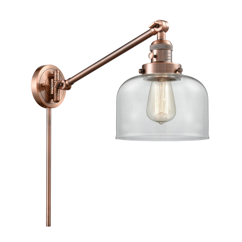 Bras pivotant à 1 lumière à intensité variable Talton, Ampoule DEL rétro de 3,5 watts, Transparent, Cuivre antique