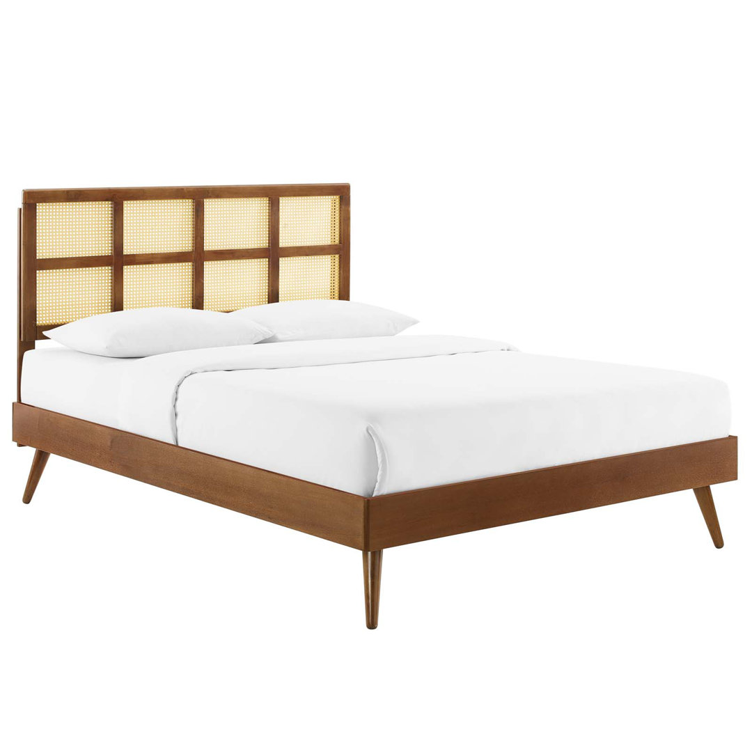 Modway Sidney Cane and Wood Platform Bed with Splayed Legs Modway