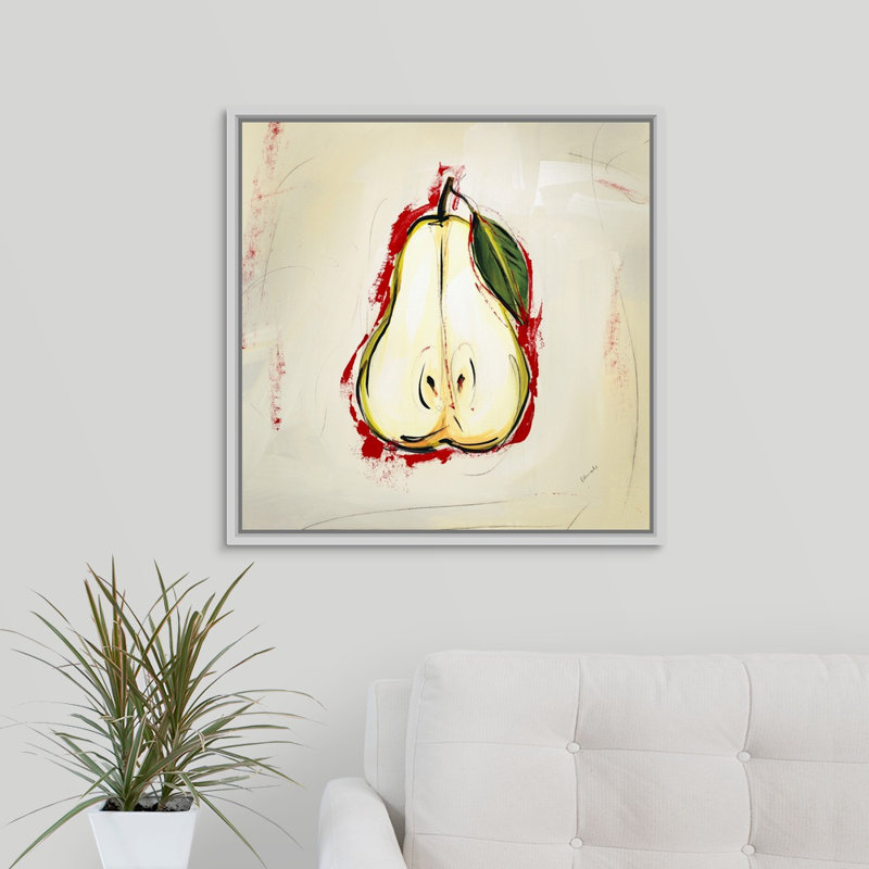 « picnic party vii », peinture sur toile, H 25,7 po x l 25,7 po x p 1,75 po, Cadre flottant blanc