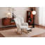 Chaise berçante rembourrée en tissu avec coussin et repose-pieds Teddy-194771832