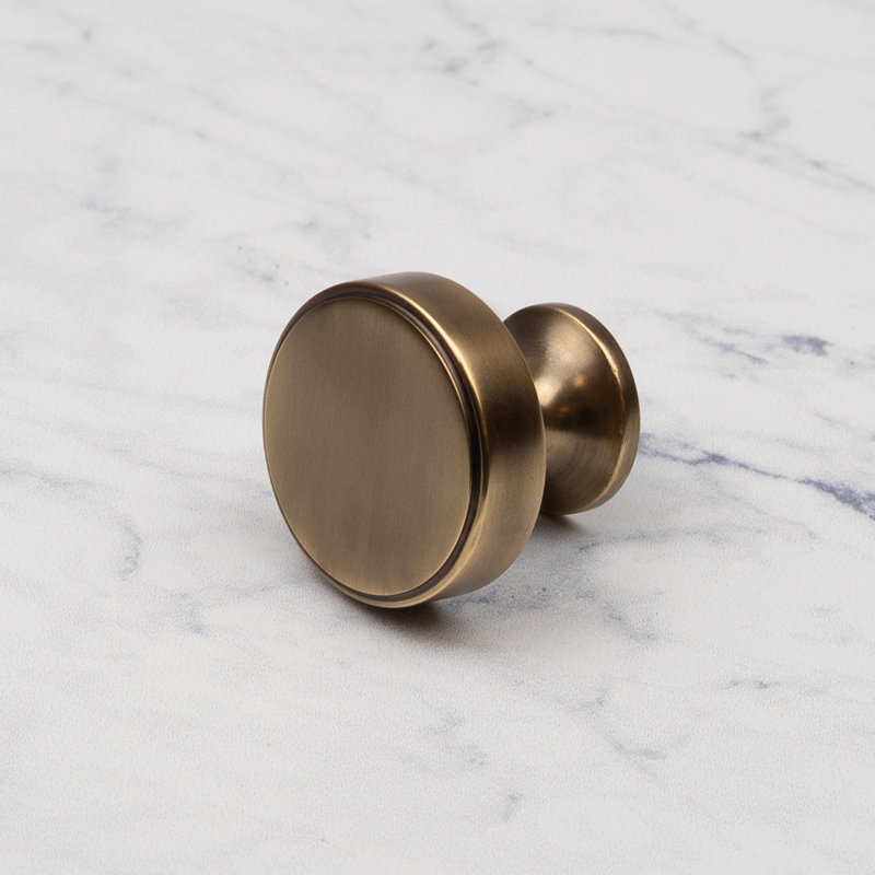 38mm Antique Brass Circular Disc Knob
