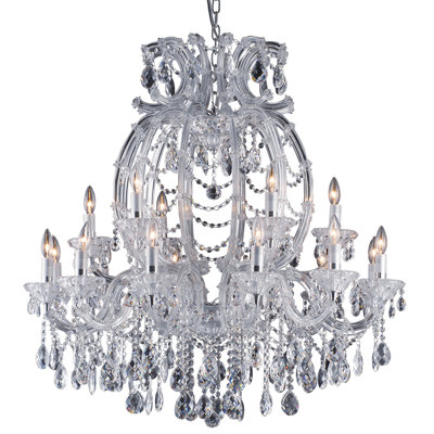 Lustre en cristal transparent 18 lumières Traditional