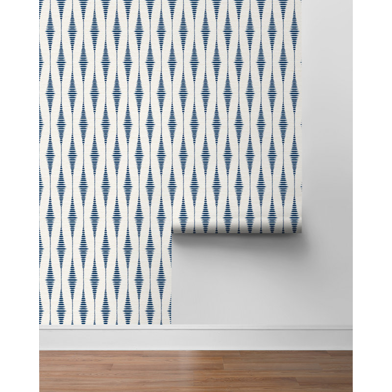 Papier peint adhésif Arinah, Bleu marine / lin