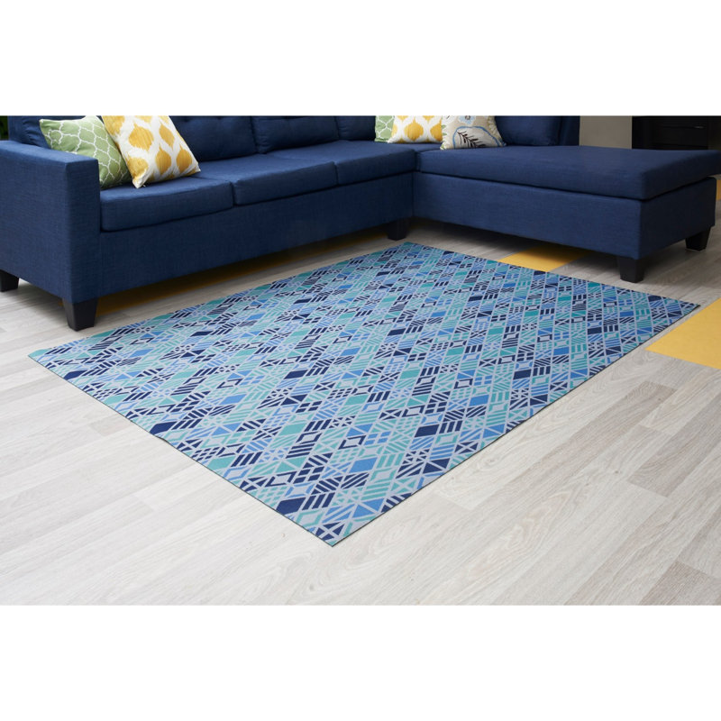 Tapis bleu toutes saisons Caltlin