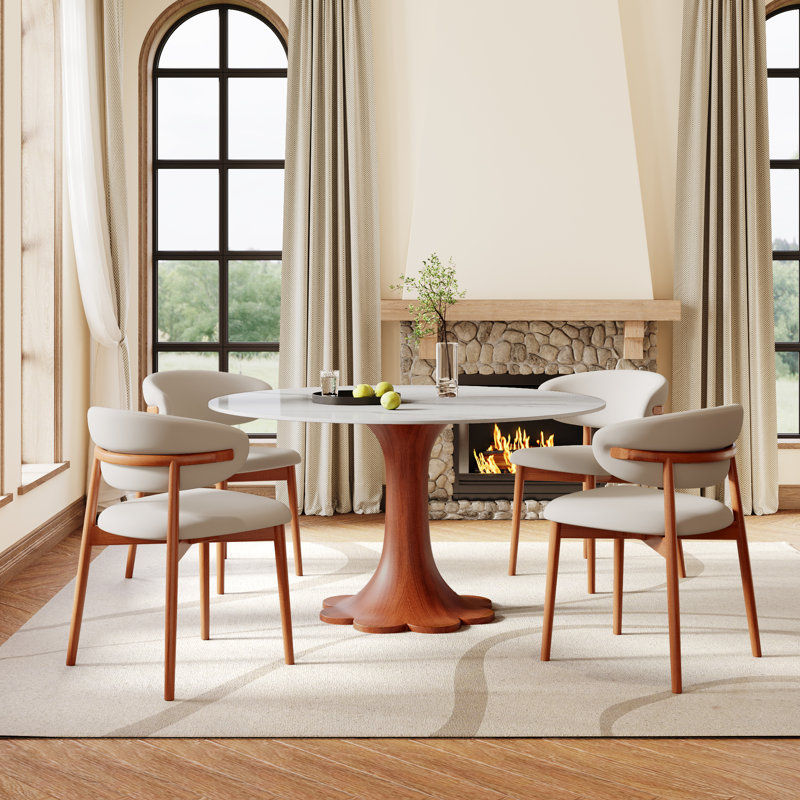 Ensemble de table de salle à manger pour cuisine, 5 pièces: table, 4 chaises, H 29,52 po x l 47,24 po x P 47,24 po, Blanc