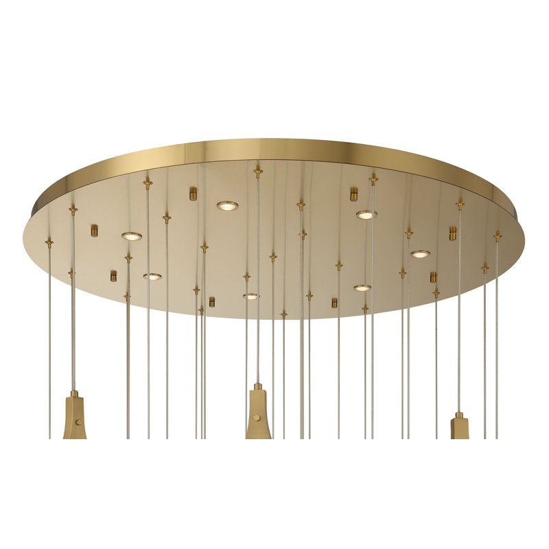 Lustre, 33 lumières, 40 po, doré, verre transparent, Doré