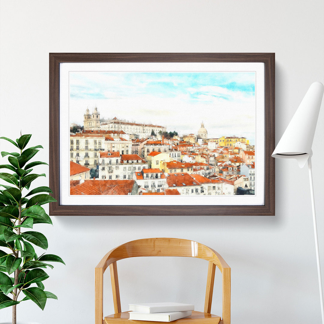 Alfalma Lisbon Portugal Skyline - Picture Frame Painting