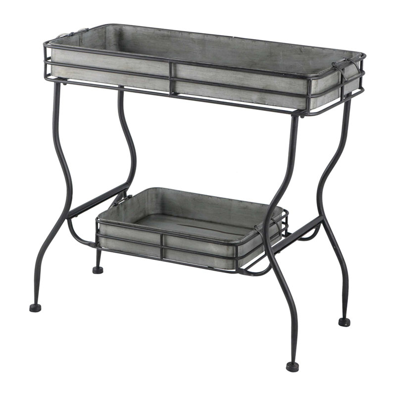 32x15x31" Maggie Galvanized Tray Table Accent Table