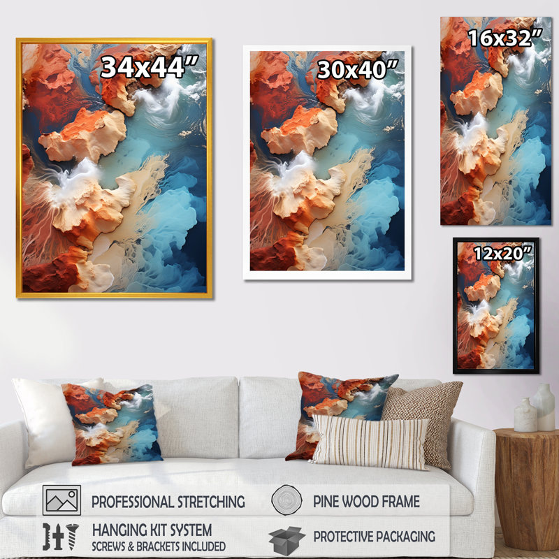 Vue aérienne de la plage bleue bleue III - plage, art mural, Toile tendue, H 32 po x l 24 po x P 1 po