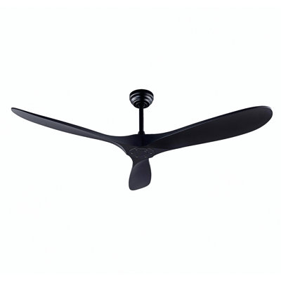 Ventilateur de plafond en ABS noir de 52 pouces avec télécommande standard sans éclairage pour garage, patio, porche, garage ou salon