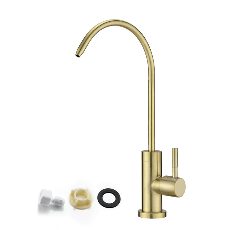 Lead-Free Stainless Steel Drinking Water Faucet With 360° Swivel High-Arc Spout, Brushed Nickel