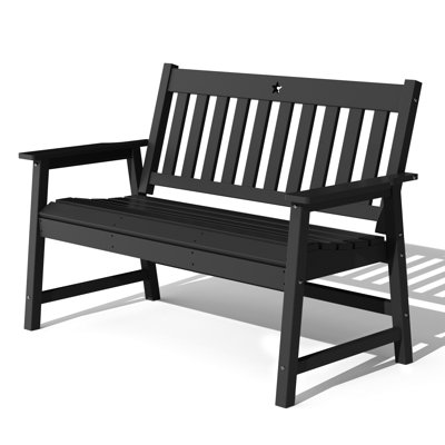 Outdoor Bench, 2-Person Garden Bench, HDPE Patio Bench Weatherproof, Durable Porch Bench for Patio, Backyard, Porch, and Park by Corrigan Studio