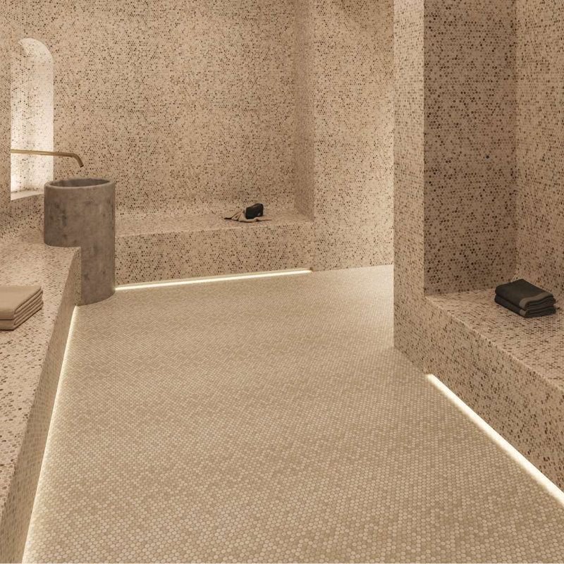 Eterna Penny 12"x12" Recycled Glass Mosaic Tile, Sumatra