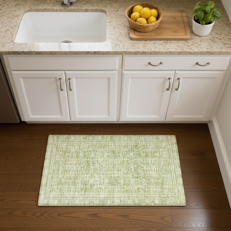Premium Machine Washable Ashlynn Border Rug, Rectangle 1'8" x 2'6"