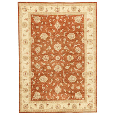 High-Quality Hand-Knotted Rust And Cream Area Rug