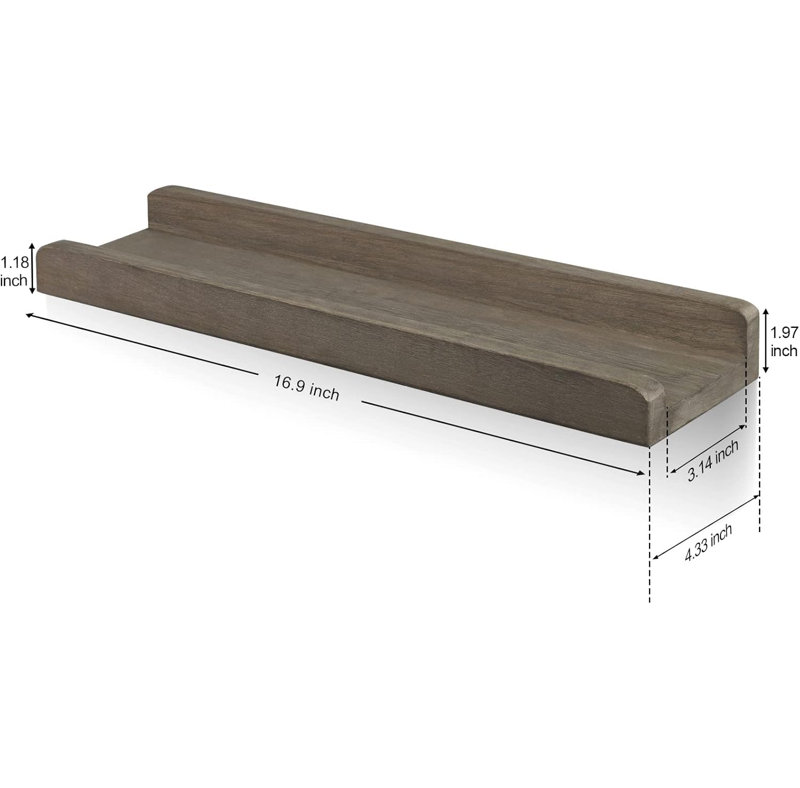 3-Piece 16.99"  Floating Shelves Wall Mounted ,Wood Floating Shelves For Storage Display Shelves For Bathroom/kitchen/bedroom/living Room,Gray