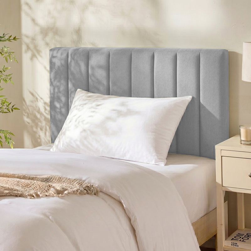 Chastelyne Upholstered Easy Assemble Wall Mounted Headboard, Twin, Silver