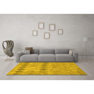 Tapis contemporains jaunes lavables à la machine 766