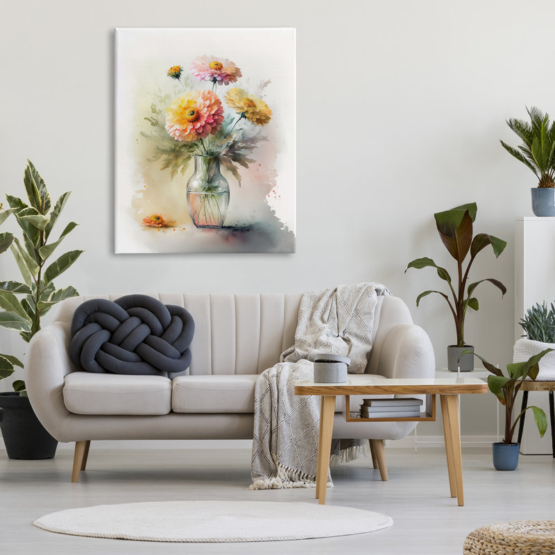 Modern Dahlia Bouquet sur impression sur toile, H 48 po x l 36 po x P 1,5 po
