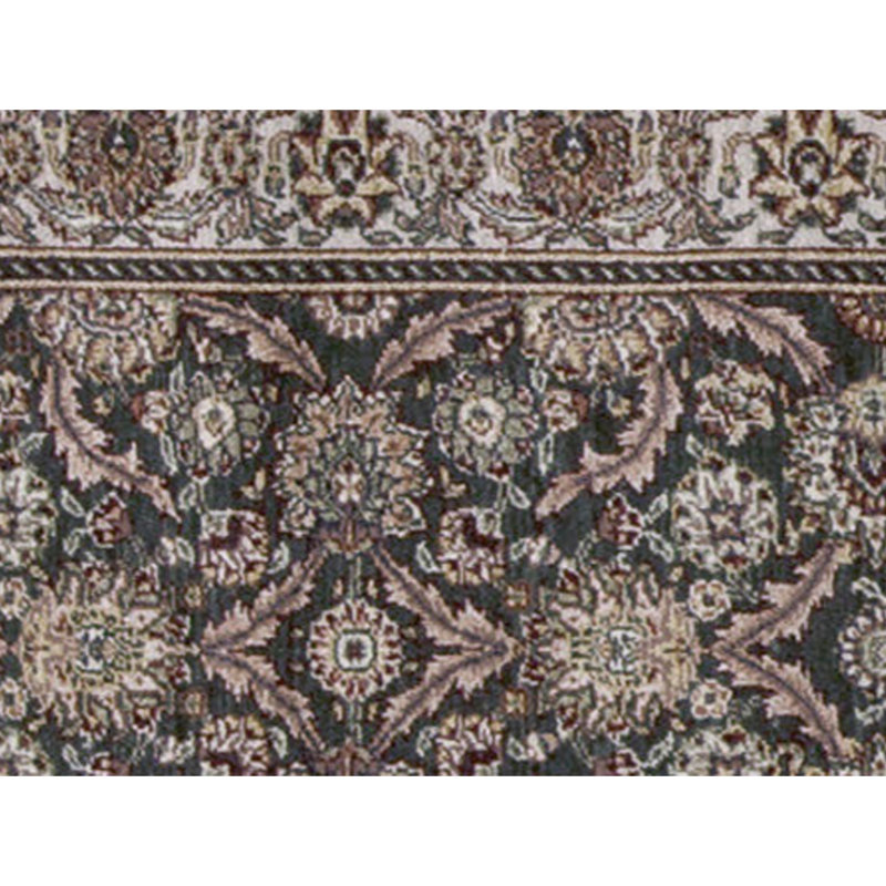 Hand Knotted Wool Area Rug in Dark Green And Gold