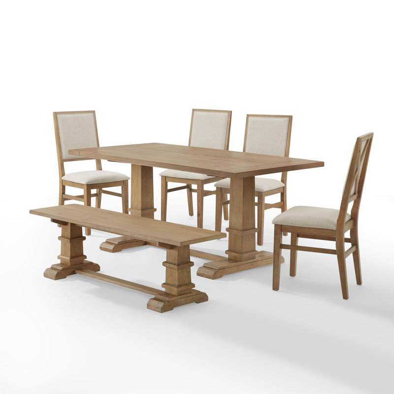 Heymann Dining Set, 6 Pieces: Table, Bench, 4 Chairs