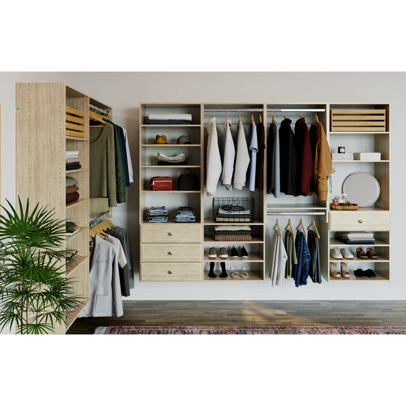 Grid Manufactured Wood Closet System, Honey Blonde