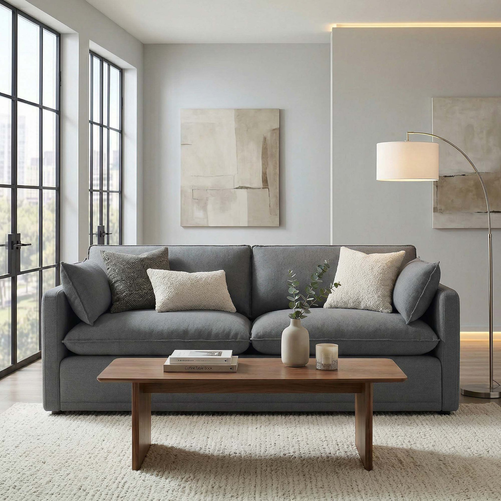 Martelle 83" Upholstered Sofa, Effie Smoke