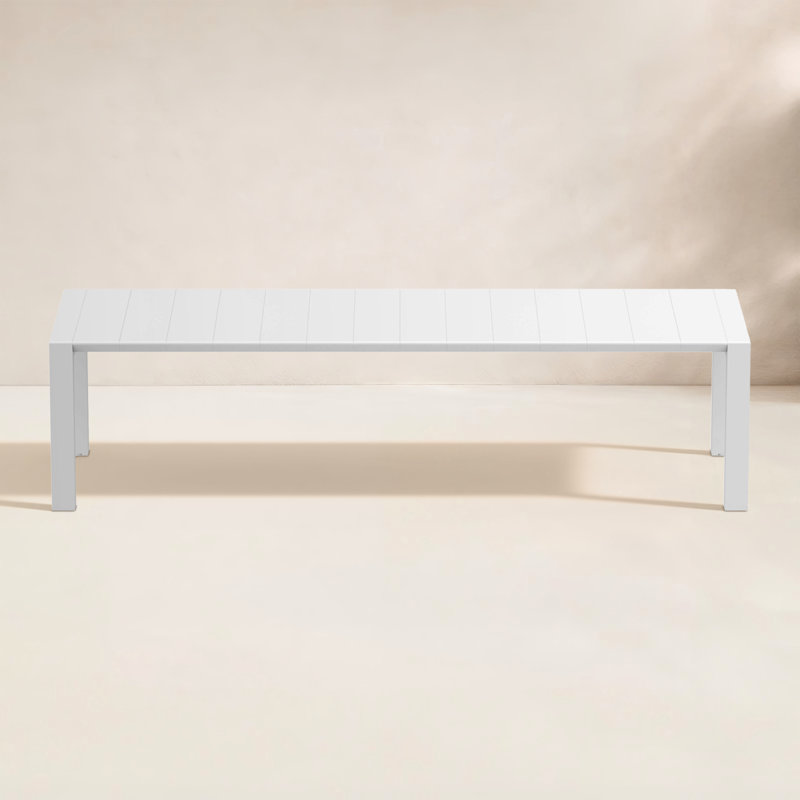 Table de salle à manger extensible en plastique Farrah, Rotin blanc, L 39 po x L 102 po x H 29,5 po