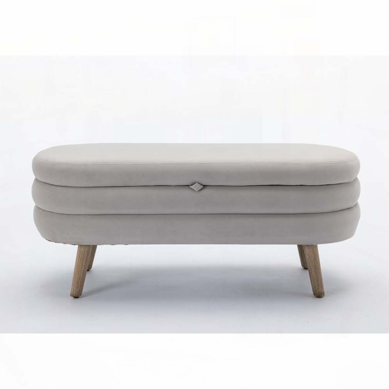 Noelany Upholstered Storage Bench, Light Gray Velvet