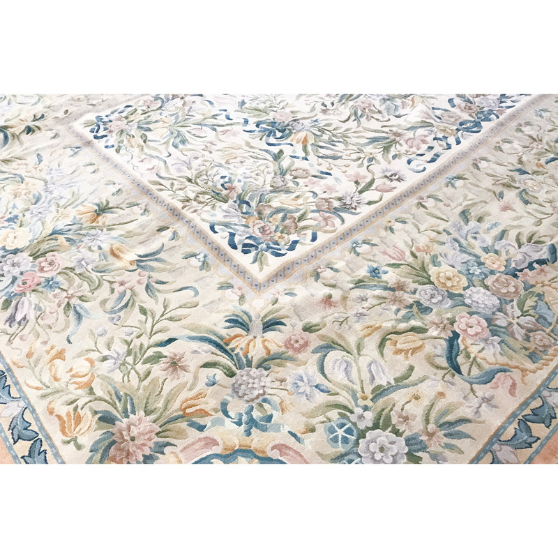 Hand-Knotted High-Quality Beige and Beige Area Rug