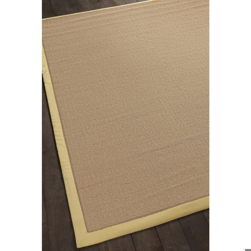 Wroblewski Authentic Hand-Woven Handmade Jute & Sisal Yellow & Brown Border Area Rug, Square 8', Brown/Yellow