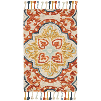 Vahakn Hand-Tufted Wool Beige Area Rug