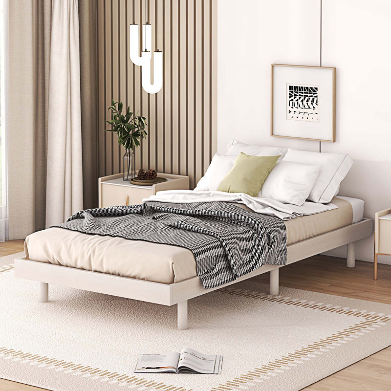 Base de lit plateforme flottante, Double, Blanc délavé